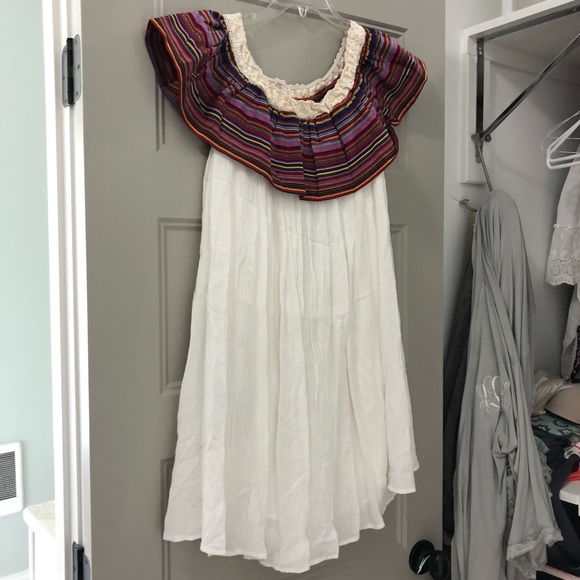 Off the shoulder multi and white dress - Picture 1 of 5